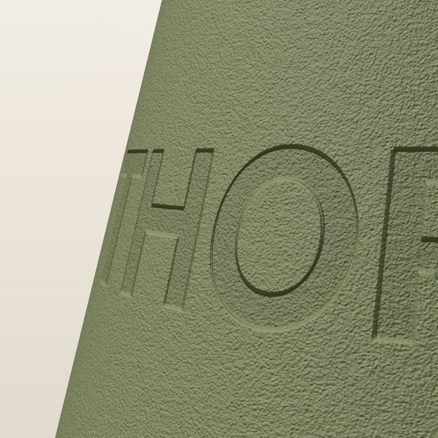 Clássico, em verde oliva, de perto: textura areia