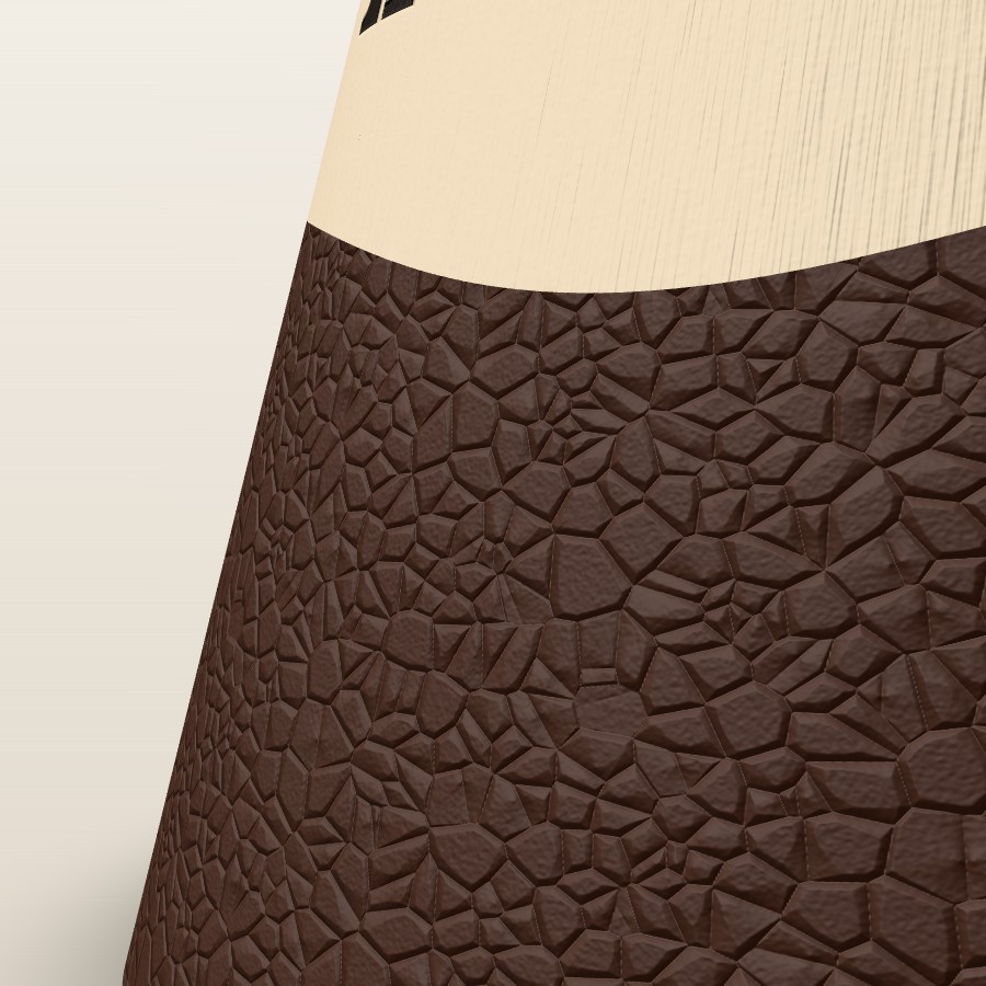 Base do Onda Contraste, em chocolate, de perto: textura pedra